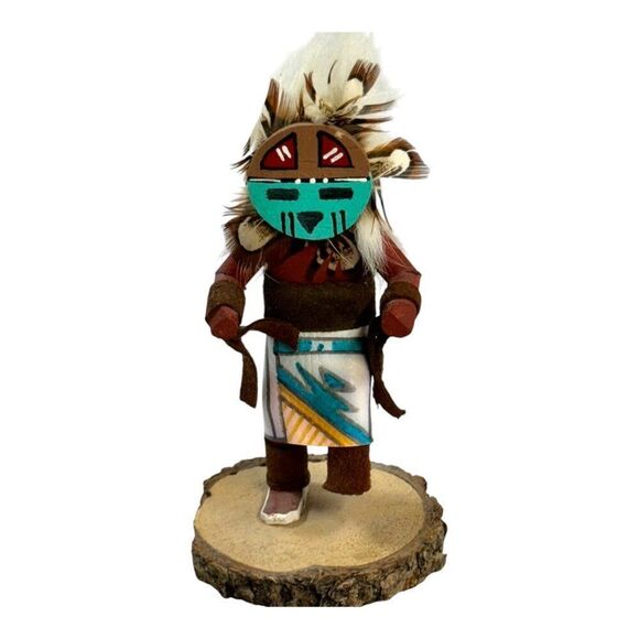 Vintage Hopi Kachina Doll Katsina Dancer Figurine Feathers 5” Southwest Sunface - Picture 1 of 5